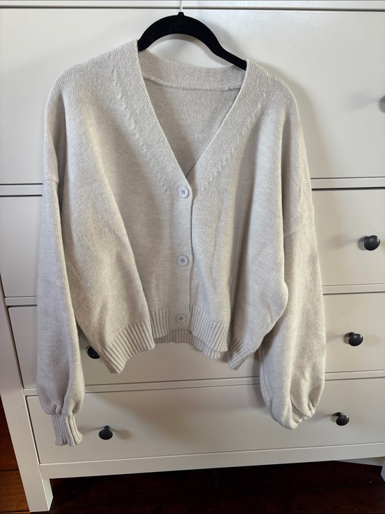 Sweaters - Cozy V-Neck Button Front Women's Cardigan Sweater - Cream